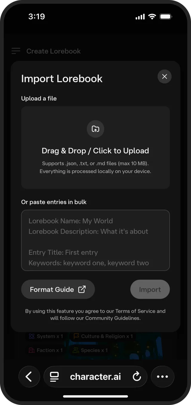 Import Lorebook