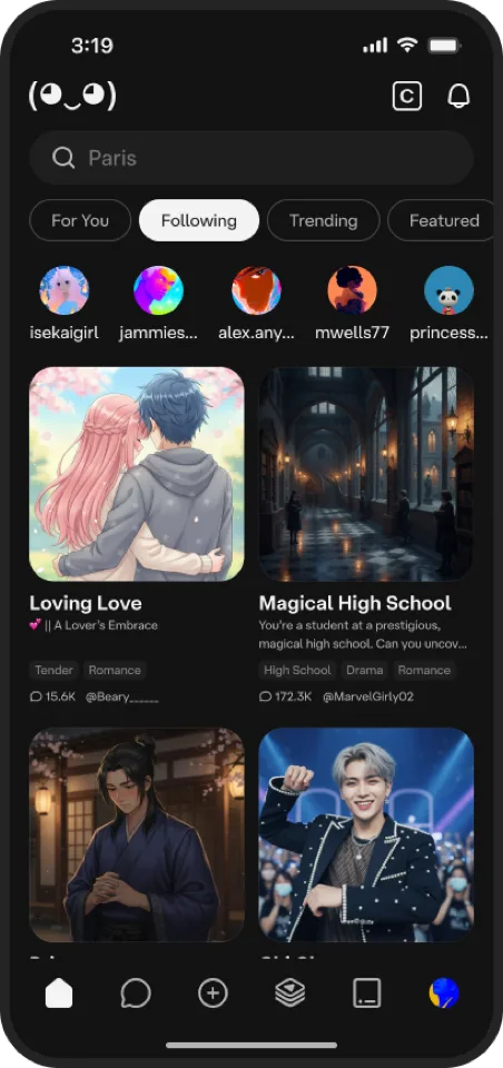 Following tab